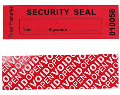 TamperSeals Group - 100pcs 100% Totale Trasferimento Antimanomissione di Sicurezza Void Etichette/Adesivi/Sigilli (Rossi, 30 x 90 mm, Unico Numeri)