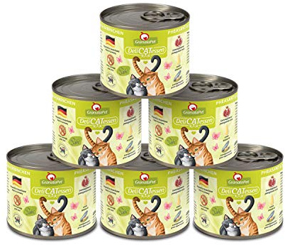 GranataPet Delicatessen - Nourriture Humide pour Chats au Faisan et Lapin - pour Les Gourmets - Sans Céréales et Sans Sucre Ajoutés - 6 x 200 g