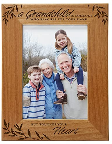 A Grandchild is Someone Who Reaches For Your Hand But Touches Your Heart, Engraved Wood Frame Fits 5x7 Vertical Portrait, First Time Grandparents, New Grandma, Grandpa Gifts, Grandparent's Day