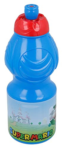 Stor Originalflaska för barn med Super Mario-grafik 400 ml, BPA-fri, med dropplock, halkfritt band och ergonomisk form.