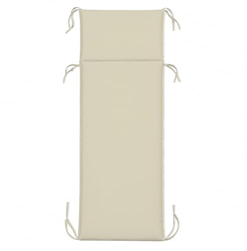 PARAMAISON Cuscino Lettino Prendisole 60x190 cm, Materassino per Lettino Giardino e Piscina, Imbottito 3 cm, con Laccetti Antiscivolo, Universale per Sdraio Esterno |Panna