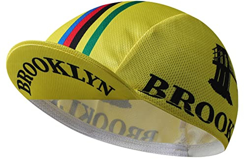 BikingBros Brooklyn cykelmössa – retro cykelhatt under hjälm – cykelhjälmfoder andningsbar och svettupptagning, gUL, One Size