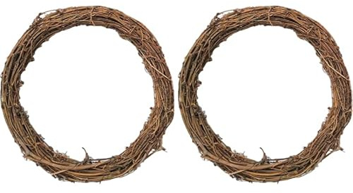 Veemoon Large Grapevine Wreath 2pcs Earth Vine Garland Grapevine Wreath Frame Wreaths Grapevine Ornaments Grapevine Wreath Ring Christmas Floral Hoop Willow Wreath Round Flowers Iron
