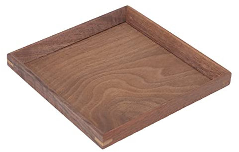 Bandeja De Madera Para Servir, 15 Cm/20 Cm/25 Cm Vajilla Rectangular Marrón Plato Cuadrado Decoración De Madera Natural Fruta Té Plato De Café Para Restaurante Bar En Casa(15 x 15 cm)