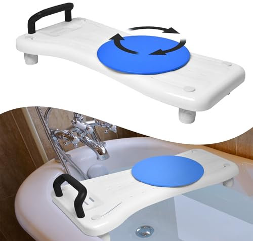YRHome Siège de Baignoire Avec Plaque Tournante - 75,5 x 34 cm - Planche de Bain Réglable Pour Personnes Âgées et Adultes