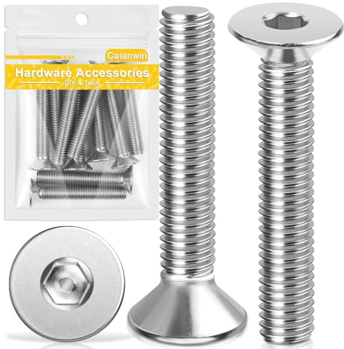 Caianwin 10Pcs M8x50mm Hex Countersunk Bolts DIN7991 Machine Screws 304 Stainless Steel Countersunk Screws