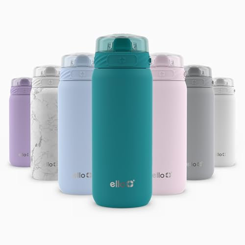 Ello Cooper 18 oz Stainless Steel Kids Water Bottle with Straw and Carry Handle, Double Wall Vacuum Insulated, Leak-Proof Locking Lid with Spout