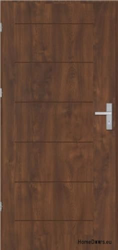 Porta esterna in acciaio, porta d'ingresso, modello Linea 1, spessore e caldo, isolamento 72 mm, dimensioni 90 cm, porta sinistra, colore noce, disponibile immediatamente