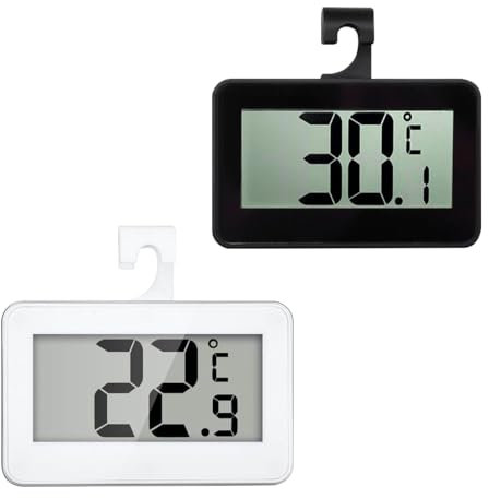 Lot de 2 thermomètres pour les restaurants, les cuisines et les bars, également pour les écrans LCD faciles à lire et les alarmes anti-gel pour réfrigérateurs, thermomètres de congélateur numériques,