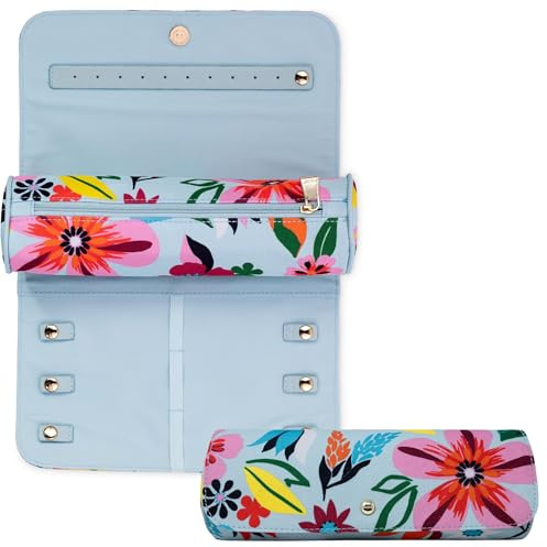 kate spade new york Travel Jewelry Case Organizer, Fabric Jewelry Box for Mother's Day, Cute Jewelry Organizer Holds Necklaces, Rings, Bracelets, Small Jewelry Roll (Safari Floral)