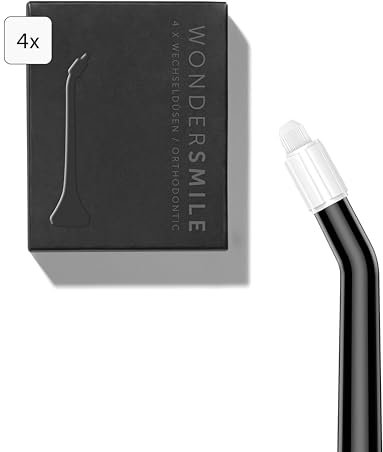 Wondersmile Orthodontic Düse – Ersatzdüsen für Munddusche Waterflow - SmoothFlow-Technologie für optimale Zahn- & Zahnfleischpflege (Black, 4er Pack)