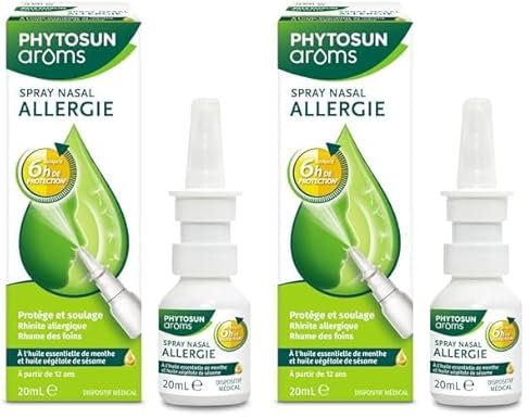 PHYTOSUN AROMS Phytosun Arôms - Spray Nasal Allergie - Aux Huiles Essentielles Et Végétales - Protège & Soulage : Rhume Des Foins, Acariens Et Poils D'animaux - 20 Ml (Lot de 2)