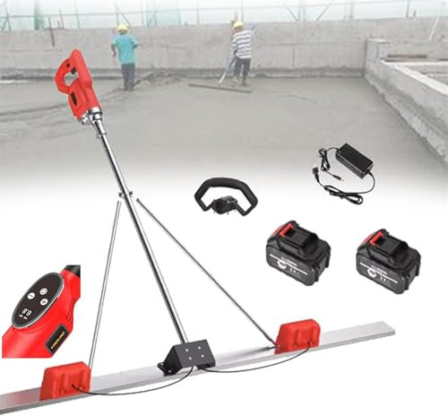Lbxlhr Grattoir à béton électrique 150 cm, kit vibratoire amélioré pour Chape à béton, Outil de Finition du béton, Vitesse réglable, avec 2 Batteries Rechargeables de 25 000 mA