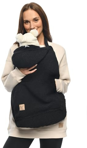 MijaCulture Bärskydd M025 TEDDY – Universellt överdrag för bärväska, bärhandduk och cape, varmt skydd för spädbarn (svart/stjärnor)