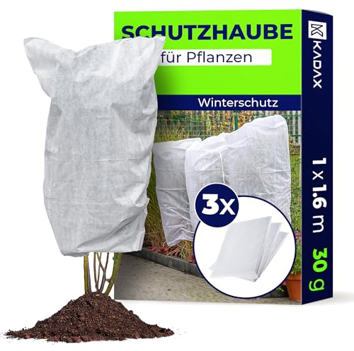 KADAX Telo protettivo per piante, 100 x 160 cm, set da 3 pezzi, protezione per piante in inverno, protezione invernale in tessuto non tessuto, 30 g/m², protezione invernale per piante in vaso