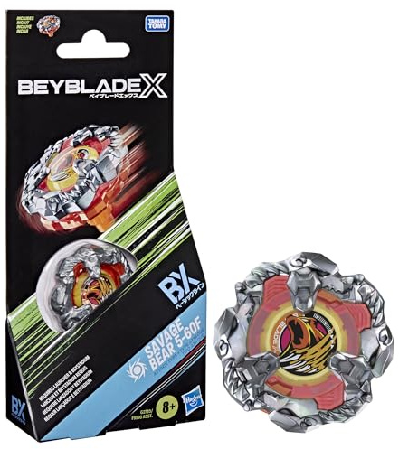 Beyblade X Savage Bear 5-60F BX-boosterpaket med Takara Tomy-snurra av attacktyp, stridssnurror att spela med, från 8 år