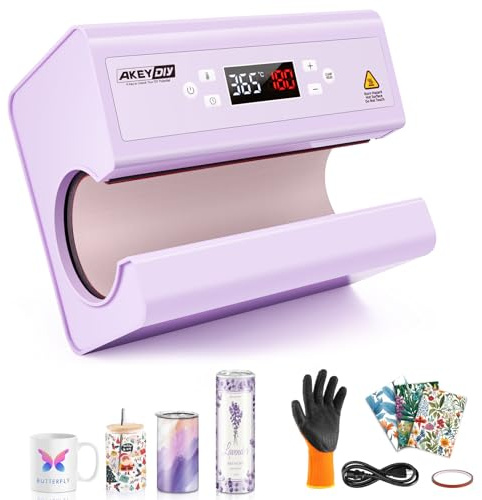AKEYDIY Pressa termica per tazze, pressa a caldo, 850 ml, 567 ml, 473 ml, barattoli di vetro, pressa a a trasferimento termico fai da te, in vinile, per 7,5 – 8,5 cm, colore: viola