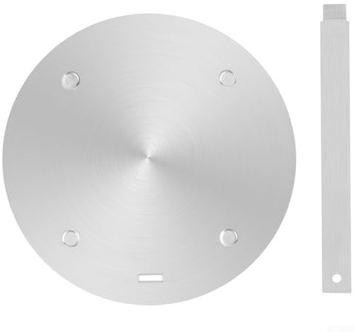 Plaque d'adaptation à induction en acier inoxydable pour une répartition homogène de la chaleur sur les tables de cuisson avec poignée compatible avec les casseroles et théières à moka (280 mm)