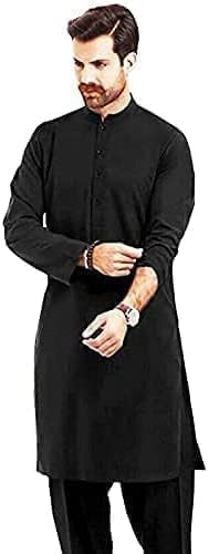 Clossy London Men's Salwar Kameez Punjabi Indian Pakistani Easy Care Cotton Kurta Shalwar Suit – Plain Black White Traditional Outfit for Summer, Winter, Eid, Wedding, Holi, Vaisakhi and Casual wear