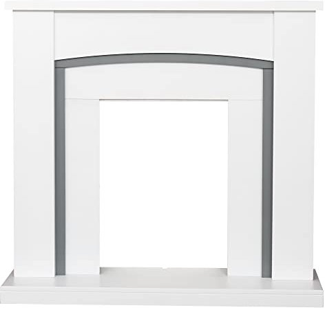 Adam Chilton Fireplace in Pure White and Grey, 39 Inch