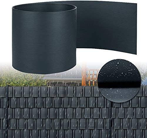 LZQ Lot de 30 bandes brise-vue en PVC rigide opaques pour clôture de jardin Anthracite 75 m x 19 cm Anthracite