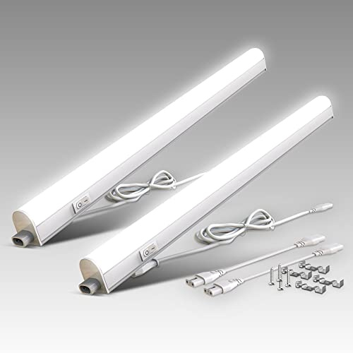 B.K.Licht - 2er Set LED Leiste mit Ein-Ausschalter, neutralweiße Lichtfarbe, erweiterbar, Unterbauleuchte Küche, LED Lichtleiste Küche, Schrankbeleuchtung, Küchenlampe, 57,3x2,2x3 cm, Weiß