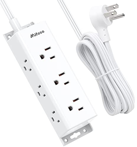 Surge Protector Power Strip - 12 Widely Spaced Multi Outlets, Wall Mount, 3 Side Outlet Extender with Extension Cord, Flat Plug, Overload Protection, Home Office Dorm Room Essentials (5FT, White)