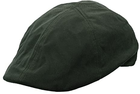 WALKER AND HAWKES - Premium Olive British Wax 6-Panel Bernard Duckbill Waterpoof Flat Cap Unisex - Olive - X-Large (60cm)