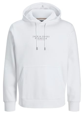 JACK & JONES Sudadera con Capucha para Hombre Jprbluarchie Sweat Hood Noos, Blanco, M