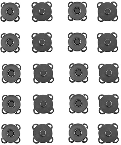 WAFJMAF 10 Sets Magnetic Bag Clasps Button Snaps Tone Purse Great for Closure Handbag Clothes Sewing Craft No Tools Required Plum Blossom 14.8mm (Black)