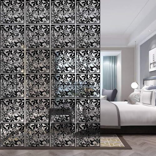 KEIBIKEIDI Hanging Room Divider Screens Made of Environmentally PVC,Simple and Modern Black Hanging Panel Screen for Decoration Home, Livingroom,Bedroom, Kitchen, Dining Room,Hotel and Bar(16PCS)