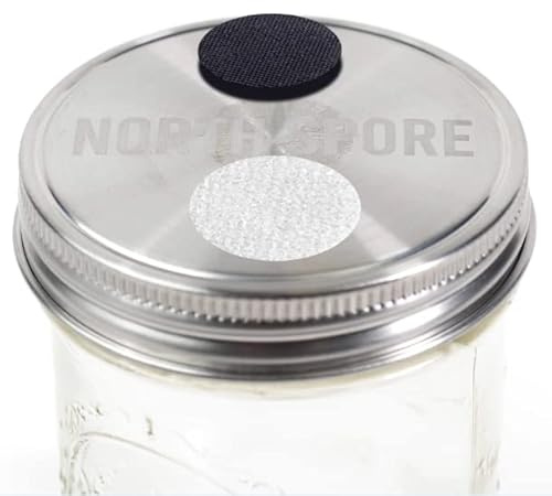North Spore Wide Mouth Mushroom Culture Jar Lids, Stainless Steel, 6 Pack