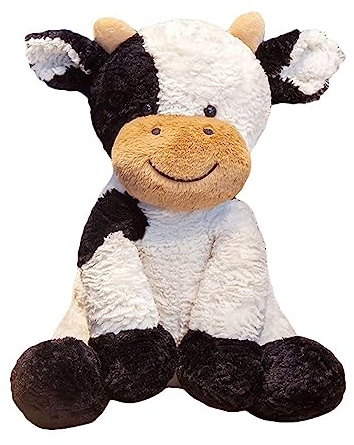 Sarah Duke Kuscheltier Kuh, Schwarz Weiß Plüschtier Plüsch Stofftier Weiches Plüschkissen Baby Spielzeug Süße Kuscheltiere Kissen Kinder Jungen Mädchen Geschenke (25cm)