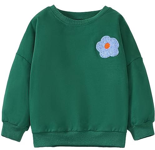 MUJOQE Jersey de niñas con manga larga de algodón para niños, sudadera de invierno, ropa de manga larga, tops, 1-7 años, 110