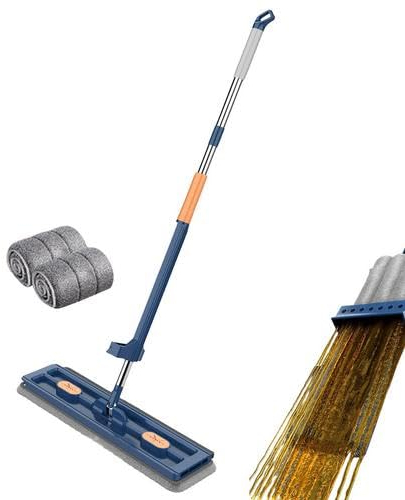 Eteslot Balai Nouveau Style - Balai Plat avec serpillière et Manche en Aluminium - ornansite Balai - Balai Plat - Vadrouille Nettoyage Plate Réglable Rotative à 360°