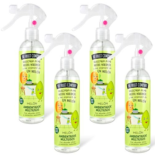 The Fruit Company - Ambientador Spray, Melón, Pack de 4 Unidades de 250ml (1000ml)