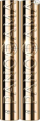 L'Oréal Paris Volumizing Mascara Bipack, Fächerwimpern, breiterer Blick, geeignet für empfindliche Augen, angereichert mit 5% Stretchflex Complex, Panorama by Volume Million Lashes, Farbe: schwarz