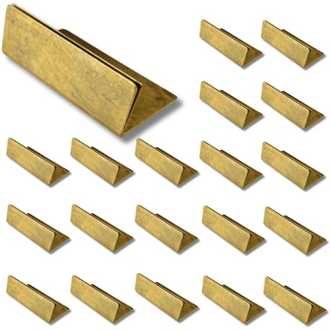 Place Card Holders Gold Brass 20Pcs Wide Size Vintage Finish Table Card Holder Antique Small Table Card Stands Memo Price Tags Reception Party Photo