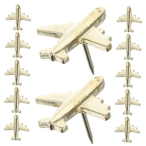 FUNOMOCYA 12 Stück Dekorative Reißnägel Flugzeug Design Für Pinnwand Metall Push Pins Für Korktafeln Kreative Bürobedarf