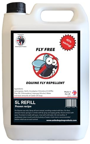 Equine Fly Repellent 5L Spray for Horses – Effective Insect Protection Against Horse Flies, Midges & Biting Insects – Long-Lasting & Skin-Gentle