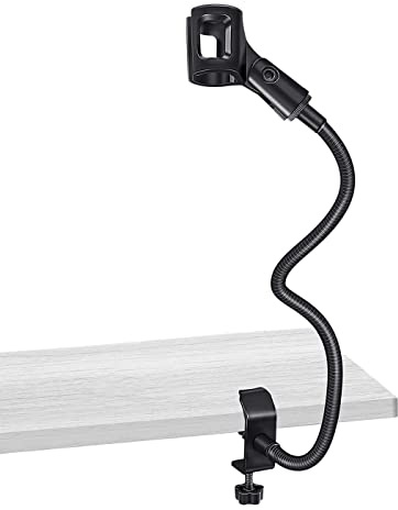 JANZU soporte de micrófono flexible cuello de cisne escritorio abrazadera soporte micrófono brazo equipo de grabación para reunión conferencia podcast