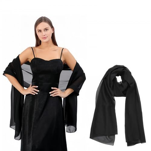 Dokeno Chiffon Stola, Sheer Chiffon Tücher und Wraps Frauen Leichter Weicher Stola Schal Elegante Stola für Abendkleider Hochzeit Braut Schultertuch
