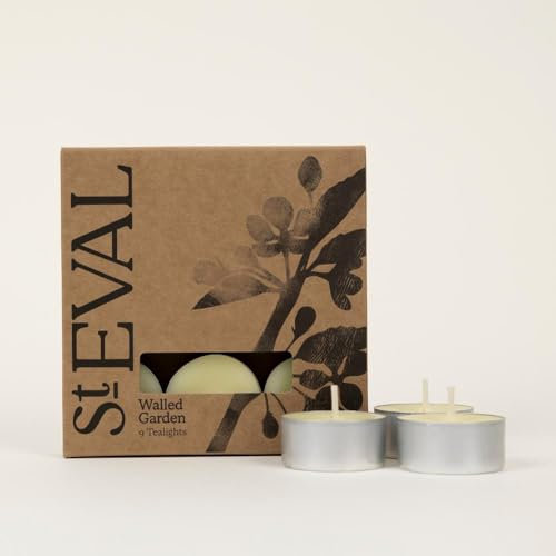 St Eval | Walled Garden Scented Tealights | Refreshing Fragrance of Spring Flowers | Pack of 9 | Long-Lasting Burn Upto 6 Hours Per Tealight Candle | Made in Cornwall