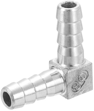 sourcing map Manguera de 8 mm, accesorio de tubería de 90 grados, acero inoxidable 304, adaptador de ángulo recto en L, accesorio de conexión de tubería para sistemas de vacío, conexiones