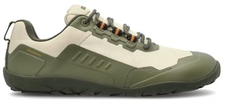 GROUNDIES All Terrain Low 2.0 Waterproof Hiking Shoes for Men - Lightweight Barefoot Shoes with Comfort Insoles, Flexible TrueSense Traction Outsoles, Khaki/Orange - 11