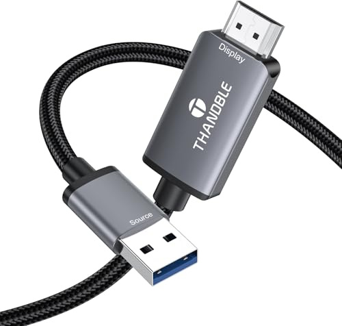 THANDBLE USB to HDMI Adapter Cable 1.8M, 1080P 60Hz USB A 3.0 to HDMI Adapter for Monitor, TV, Projector, Compatible with Mac OS Windows 7/8/10/11 - Requires Driver Installation