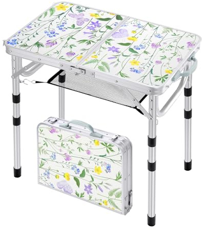 Sportneer Campingtisch klappbar höhenverstellbar, 60x40cm （4 Höhe） HOutdoor Klapptisch Camping Tisch klein | Balkon Grilltisch Picknicktisch Kompakt & Leicht
