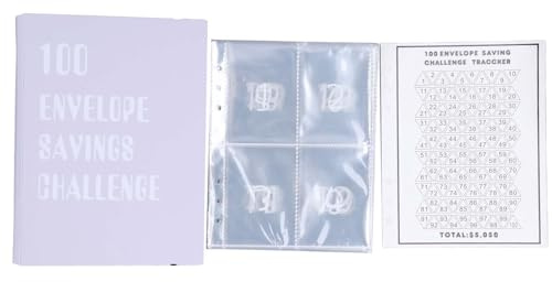 100 enveloppes Money Saving Challenge Binder réutilisable A5 Budget Binder 25 feuilles Transparent Savings Challenge Budget Budget Budget Gestion Gestion Famille Planification (Violet)