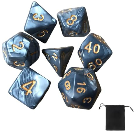 ZORVYN Set de Dés Polyédriques, 7 pièces, pour Divers Jeux, Faces Polyédriques, Dés Jeu de Role Multicolore pour DND RPG, Dés de Jeux, Dé 20 Faces, Dés 6 Faces