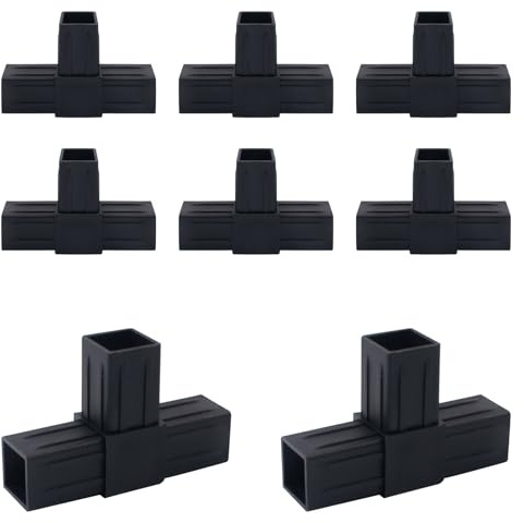8 pezzi raccordo per tubo quadrato in plastica a 3 vie a forma di T connettore per tubo esterno 25 x 25 mm